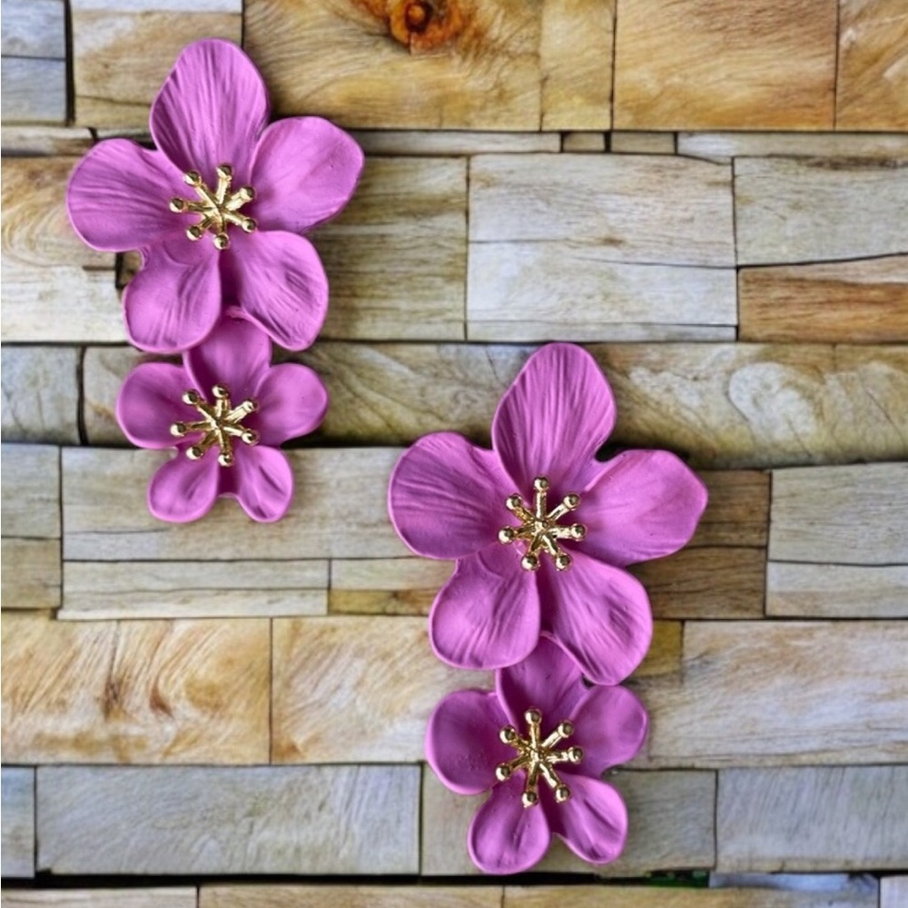 Anthro Blossom Earrings in Lavender